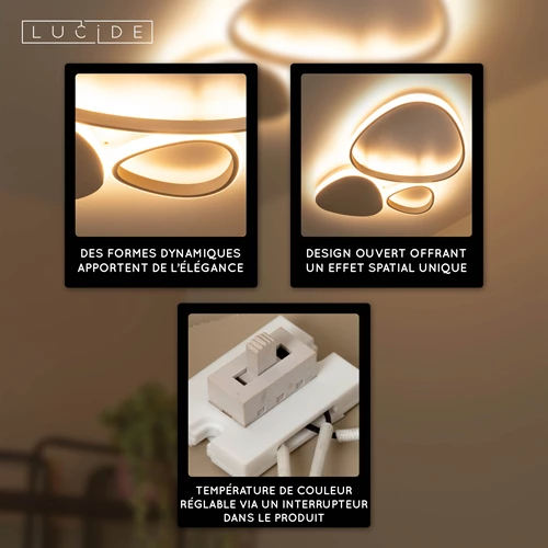Lucide SAMLING - Plafonnier - LED Dim. - CCT - 1x30W 2700K/4000K - Taupe - USP